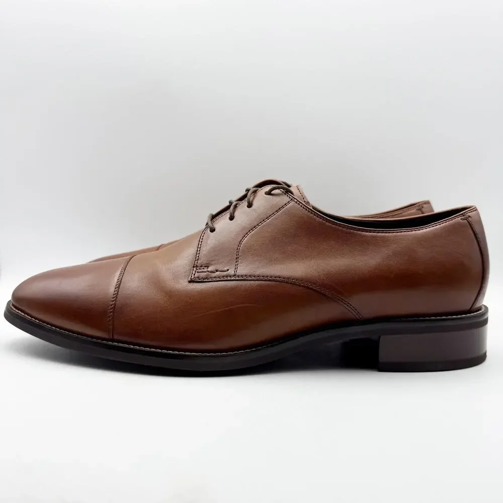Cole Haan Mens Lenox Hill Cap Oxford Shoes US 15 M Brown Leather Split Toe NIB